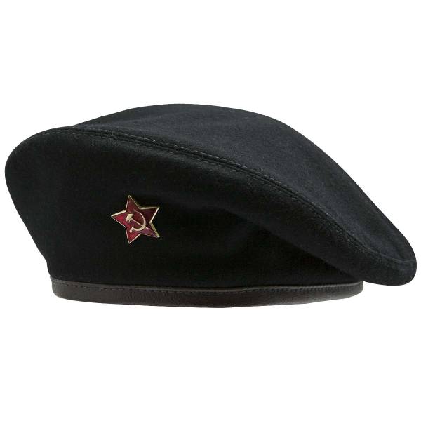 Берет Морской пехоты суконный оригинальный со звездой СССР ( коричневый ободок) черный (1402021) - HAKKI