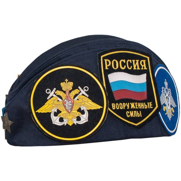 Пилотка военная ВВС СА ВС СССР сувенирная со звездой и значками оригинал темно-синяя (1405996) - HAKKI