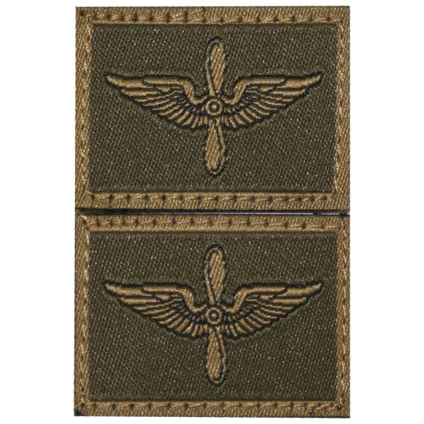 Эмблема ( нашивка знак ) петличная ( петлица ) ВВС жаккардовая на липучке оливковая (2505022) - HAKKI