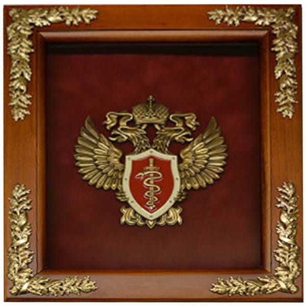 Ключница настенная Эмблема ФСКН России деревянная 290х340х90 (4311058) - HAKKI