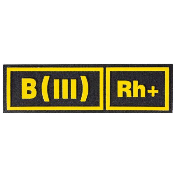 Нашивка ( шеврон ) на грудь Группа крови В (III) RH+ 12,5х4 пластизолевая черная (2501904) - HAKKI