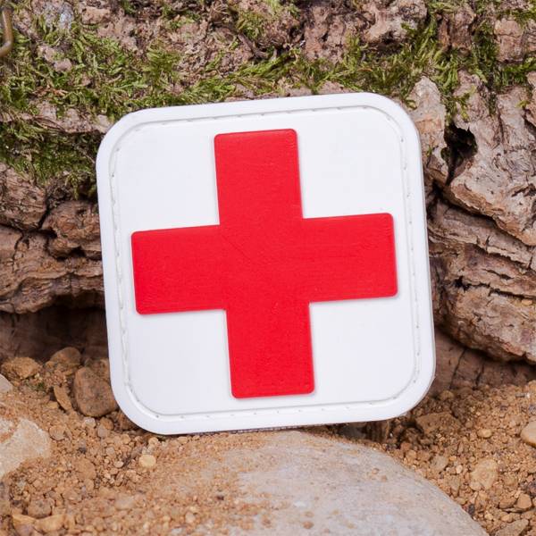 Нашивка ( шеврон патч patch ) тактическая MEDIC ( МЕДИК ) 3D PVC ( пластизоль ) на липучке 5х5 белая (2504302) - HAKKI