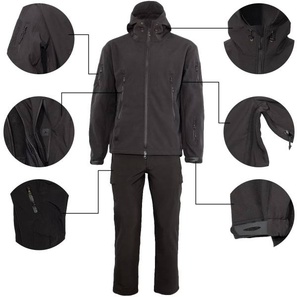 Костюм TAC Softshell мембранный ветровлагозащитный черный (1107923) - HAKKI