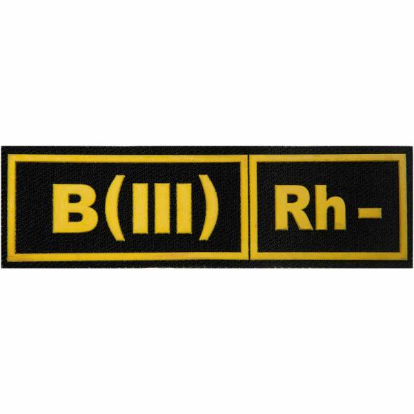 Нашивка ( шеврон ) на грудь Группа крови B(III) Rh- 12х3,5 пластизолевая черная (2501995) - HAKKI