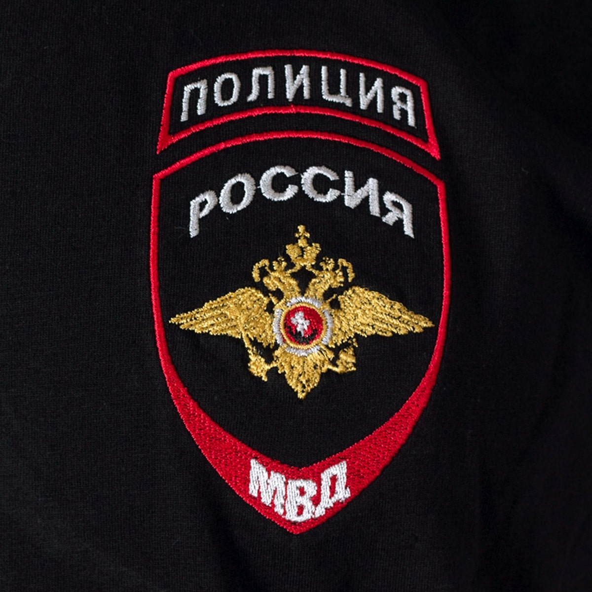 Футболка с символикой Полиция России МВД вышитая форменная черная (1208002) - HAKKI
