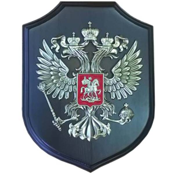 Плакетка ( панно ) Герб ( орел ) Российской Федерации на щите 150х200 (4406224) - HAKKI