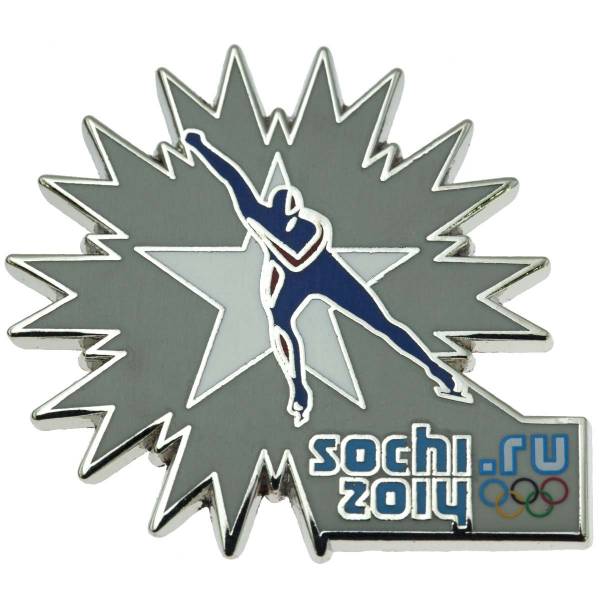 Значок ( знак ) олимпийский Сочи / Sochi 2014 команда России Скоростной бег на коньках / Speed Skating коллекционный на пимсе (2308012) - HAKKI