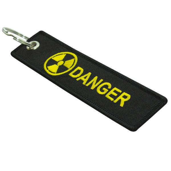Брелок с символикой DANGER ( ОПАСНЫЙ ) вышитый полоса ( лента ) 13х3 черный (4402422) - HAKKI