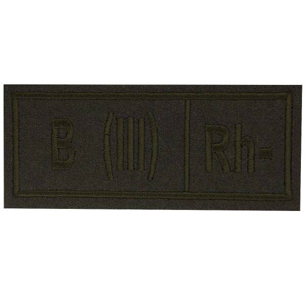 Нашивка ( шеврон ) на грудь Группа крови B (III) Rh- 10х4 вышитая оливковая (2501970) - HAKKI