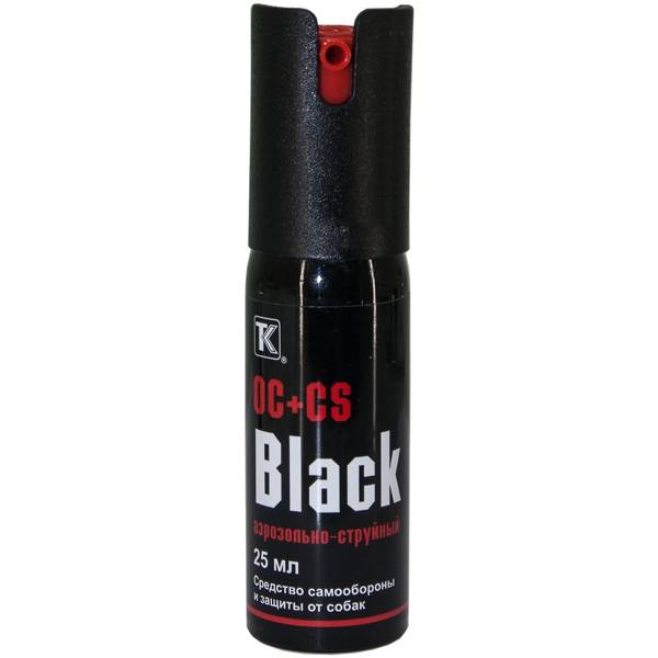 Средство самообороны ( газовый баллончик ) ТехКрим BLACK OC+CS аэрозольно-струйный 25 мл (3102996) - HAKKI