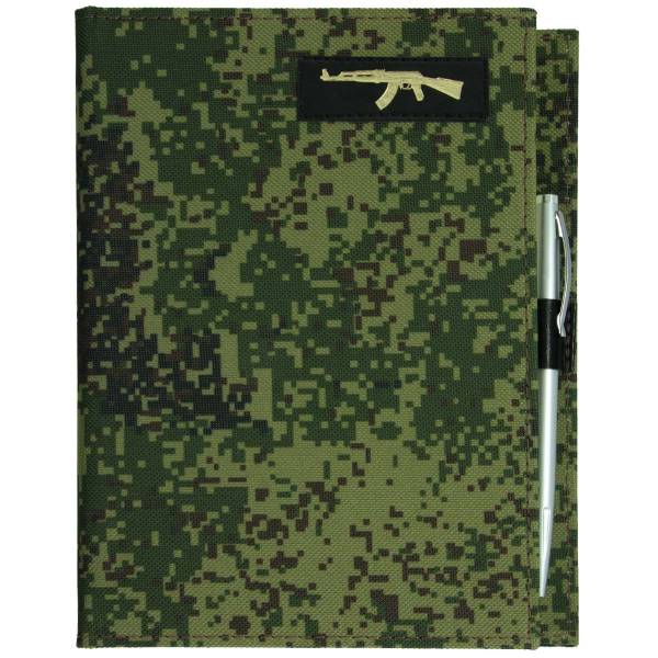Ежедневник МИЛИТАРИ с АК камуфлированный недатированный А5 168 л 18-19 с шариковой ручкой цифра зеленая (4302949) - HAKKI