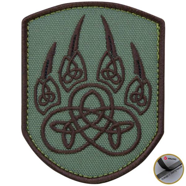 Нашивка ( шеврон патч patch ) тактическая Лапа Велеса вышитая на липучке 9х7 оливковая (2509055) - HAKKI