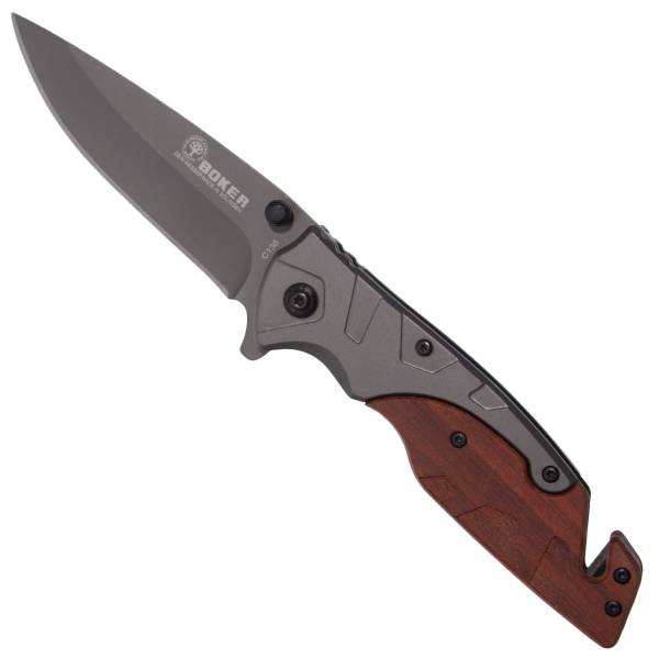 Нож складной BOKER полуавтоматический с клипсой серо-коричневый (3913036) - HAKKI
