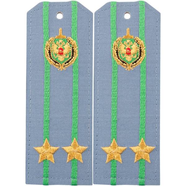 Погоны Пограничная служба ФСБ повседневные на рубашку Подполковник с эмблемой машинная вышивка пластик (2209024) - HAKKI