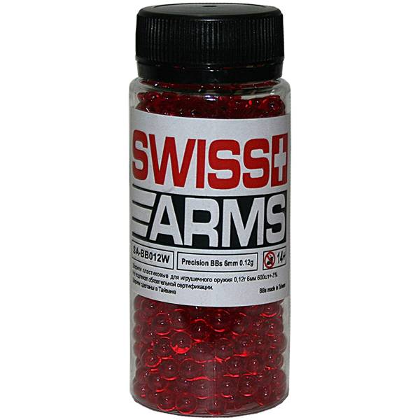 Шары пластиковые ( дробь ) SWISS ARMS оружия Soft Air SA-BB012W 6 мм 0,12 гр 600 шт красные (3107987) - HAKKI