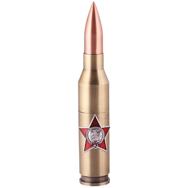 Зажигалка патрон с символикой СССР / Пролетарии всех стран соединяйтесь газовая 140 мм золотистая (4403076) - HAKKI