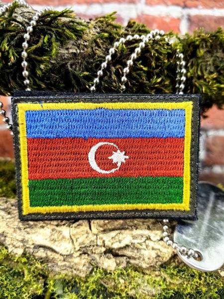 Нашивка (шеврон патч patch) тактическая Флаг Азербайджан вышитая на липучке 6х4 (2509772) - HAKKI