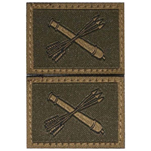 Эмблема ( нашивка знак ) петличная ( петлица ) ПВО жаккардовая на липучке оливковая (2505031) - HAKKI