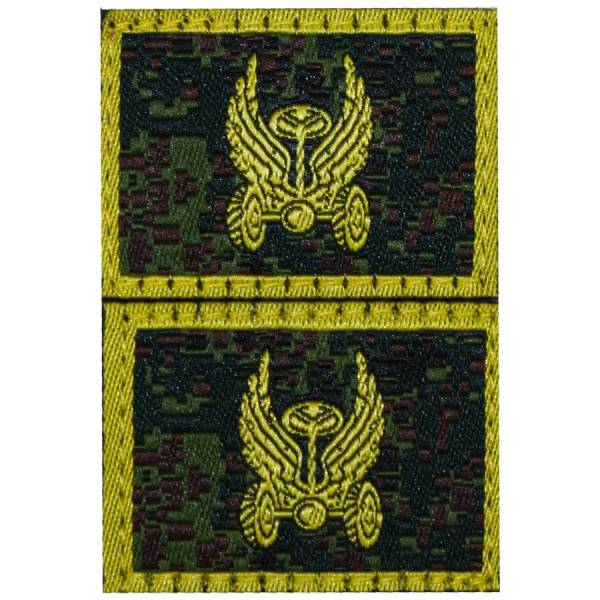 Эмблема ( нашивка знак ) петличная ( петлица ) Автомобильные войска жаккардовая на липучке цифра зеленая (2505021) - HAKKI