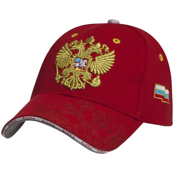 Бейсболка с символикой Герб ( орел ) России / RUSSIA вышитая красная (1401016) - HAKKI