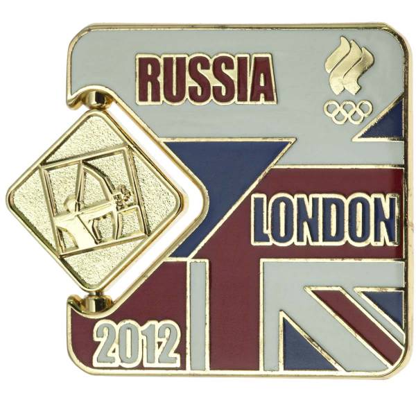 Значок ( знак ) олимпийский Лондон / London 2012 команда России Стрельба из лука / Archery коллекционный на пимсе (2308017) - HAKKI
