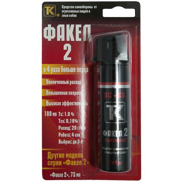 Средство самообороны ( газовый баллончик ) ТехКрим Факел-2 от агресивных людей и злых собак аэрозольный 100 мл (3102008) - HAKKI