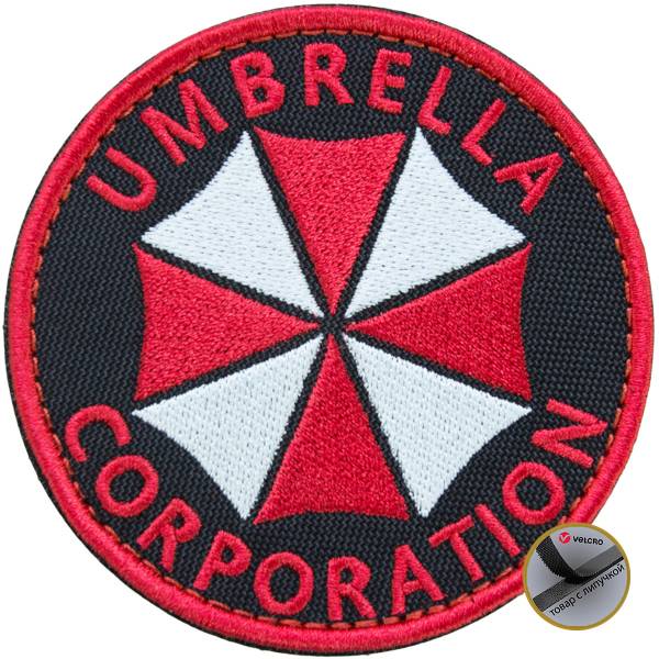 Нашивка ( шеврон патч patch ) тактическая UMBRELLA CORPORATION вышитая на липучке D-8,5 черная (2509040) - HAKKI