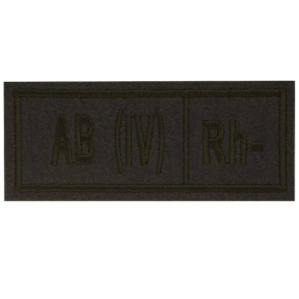 Нашивка ( шеврон ) на грудь Группа крови АB (IV) Rh- 10х4 вышитая оливковая (2501965) - HAKKI