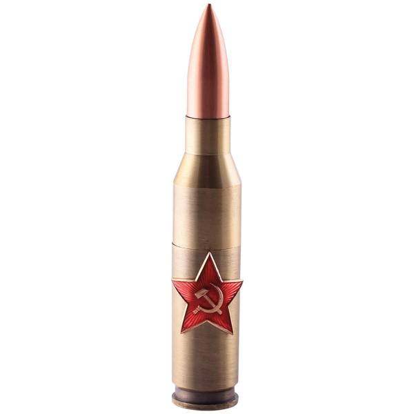 Зажигалка патрон с символикой Звезда СССР газовая 140 мм золотистая (4403066) - HAKKI