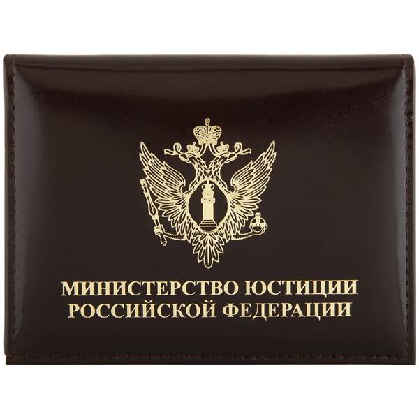 Обложка ( портмоне ) для автодокументов с жетоном Минюст ( Министерство Юстиции ) РФ н/о коричневая (4204072) - HAKKI