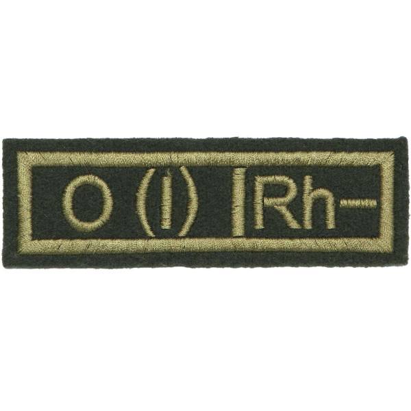 Нашивка ( шеврон ) на грудь Группа крови O (I) Rh- 10,5х4,5 вышитая оливковая (2501969) - HAKKI