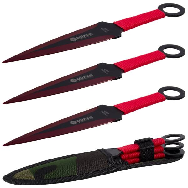 Нож метательный BOKER набор из 3-х ножей 65х13 в чехле шнур красный (3916025) - ВОЕНТОРГ ТЫЛОВИК