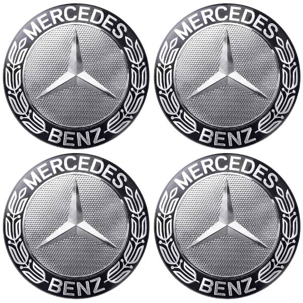 Наклейки на диски литые с логотипом автомобиля МЕРСЕДЕС-БЕНЗ ( MERCEDES BENZ ) D-56 мм серебристые (12050004)