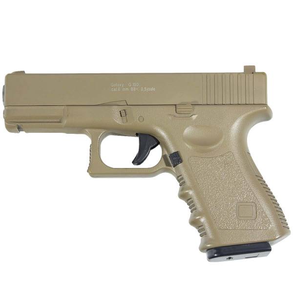 Пистолет GALAXY пневматический страйкбольный Glock 23 магазин 11 шт калибр 6 мм песочный (3219040) - ВОЕНТОРГ ТЫЛОВИК