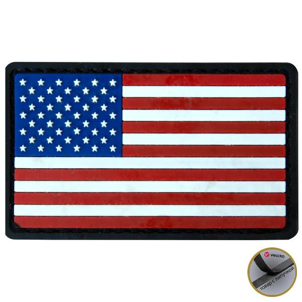 Нашивка ( шеврон патч patch ) тактическая флаг USA США вышитая на липучке 7,5х4,5 красная (2504260) - HAKKI