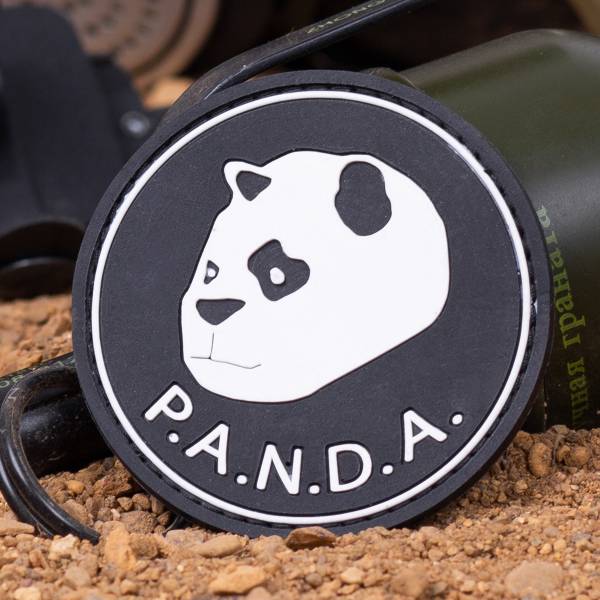 Нашивка ( шеврон патч patch ) тактическая PANDA ПАНДА 3D PVC ( пластизоль ) на липучке D-7 черная (2504154) - HAKKI