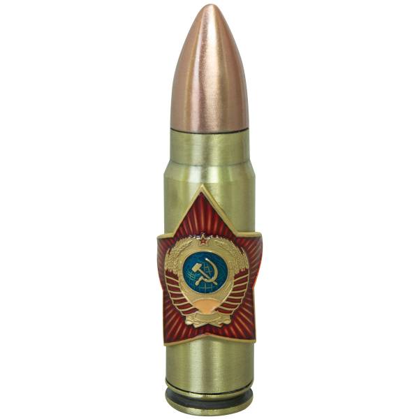 Зажигалка патрон с символикой Герб СССР малая газовая золотистая (4403267) - HAKKI