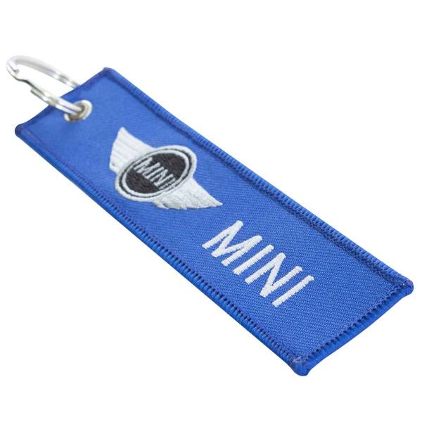 Брелок с символикой MINI ( МИНИ ) вышитый полоса ( лента ) 13х3 синий (4402241) - HAKKI
