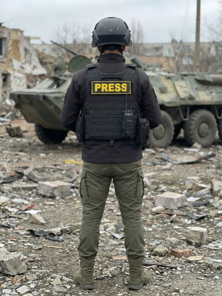 Нашивка ( шеврон патч patch ) на спину PRESS / ПРЕССА вышитая на липучке 25х8 черный (2502020) - HAKKI