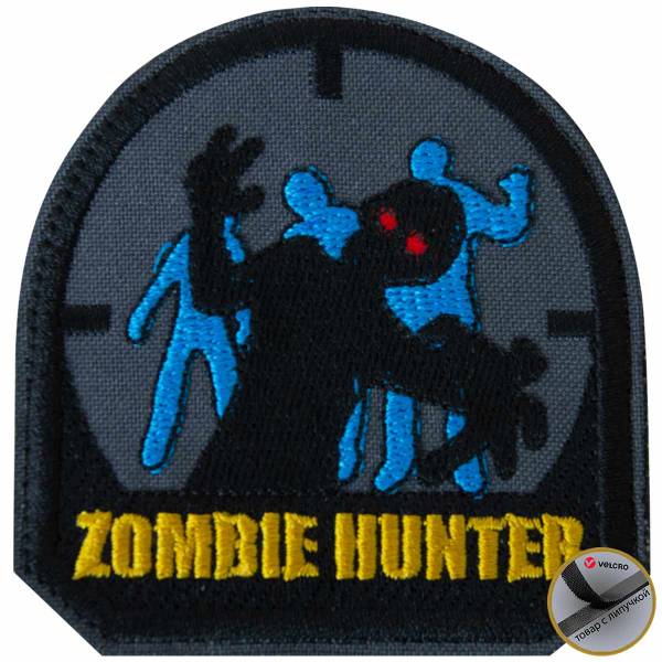 Нашивка ( шеврон патч patch ) тактическая Zombie hanter вышитая на липучке 7,5х7,5 серая (2509309) - HAKKI