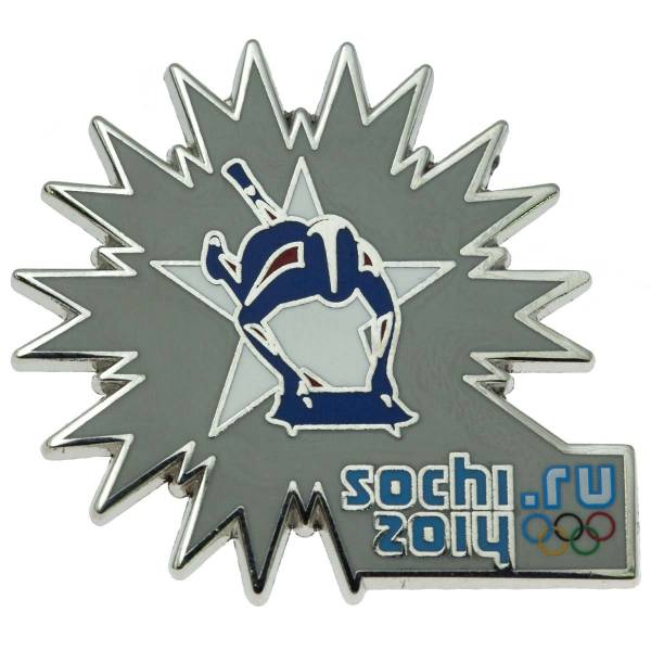 Значок ( знак ) олимпийский Сочи / Sochi 2014 команда России Скелетон / skeleton коллекционный на пимсе (2308005) - HAKKI