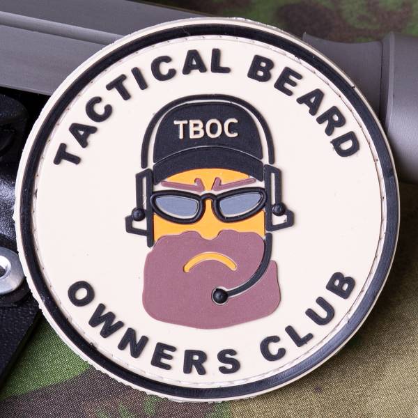 Нашивка ( шеврон патч patch ) тактическая TACTICAL BEARD OWNERS CLUB ( TBOC ) 3D PVC ( пластизоль ) на липучке D-7,5 песочная (2504748) - HAKKI