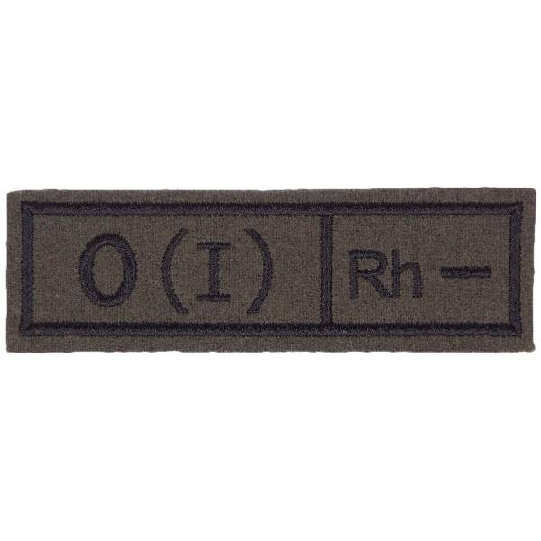 Нашивка ( шеврон ) на грудь Группа крови O (I) Rh- 13х4 вышитая оливковая (2501905) - HAKKI