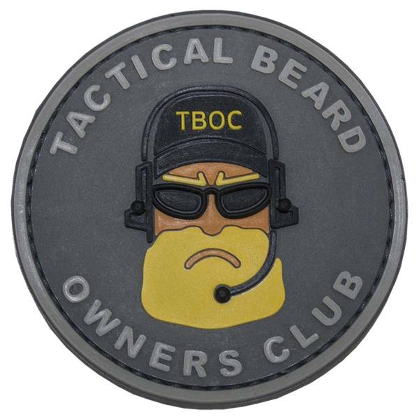 Нашивка ( шеврон патч patch ) тактическая TACTICAL BEARD OWNERS CLUB ( TBOC ) 3D PVC ( пластизоль ) на липучке D-7,5 серая (2504140) - HAKKI