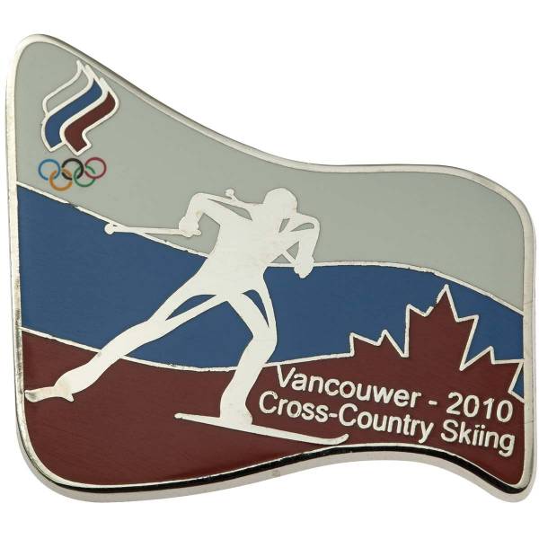 Значок ( знак ) олимпийский Ванкувер / Vancouwer 2010 команда России Беговые лыжи / Cross - Country skiing коллекционный на пимсе (2308038) - HAKKI