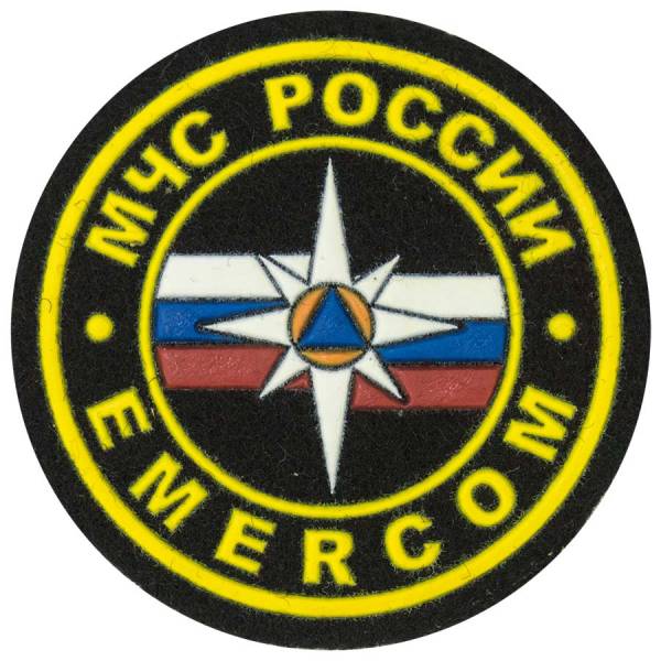 Нашивка ( шеврон ) на рукав МЧС России EMERCOM D-5 пластизолевая черная (2503934) - HAKKI