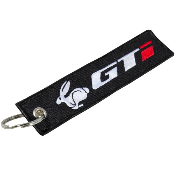 Брелок с символикой GTI вышитый полоса ( лента ) 13х3 черный (4402409) - HAKKI