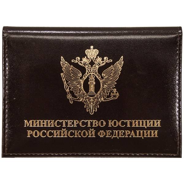 Обложка ( портмоне ) для автодокументов с жетоном Минюст ( Министерство Юстиции ) РФ коричневая (4204079) - HAKKI