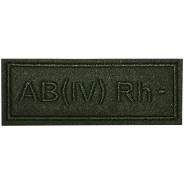 Нашивка ( шеврон ) на грудь Группа крови полевая АВ (VI) Rh- 10,5х4 вышитая оливковая (2501946) - HAKKI