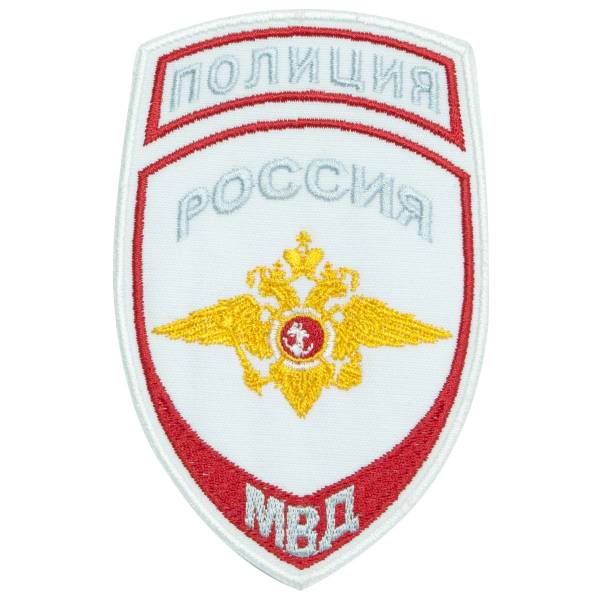 Нашивка ( шеврон ) на рукав Полиция МВД России  вышитая белая (2503833) - HAKKI